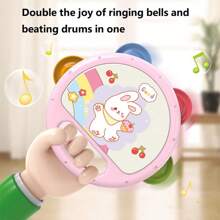 Tambor de mano con dibujos animados, juguete para agarrar, educación temprana para recién nacidos, juguete para niños, instrumento musical de percusión para golpear y agitar, regalo para fiestas de jardín de infantes