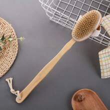 Pig Bristle Brush, Massage And Scrubbing Brush, Handheld Body Brush, Bath Brush, Round Bath Brush, Straw Wood Bath Brush Back To School