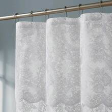 NOIR Gothic Vintage Shower Curtain With Valance For Goth Bathroom Decor - White With White Valance - View 1