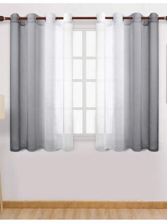 2pcs Ombre Sheer Curtains, Grommet Top, Suitable For Bedroom, Living Room, Home Decor, Room Decoration