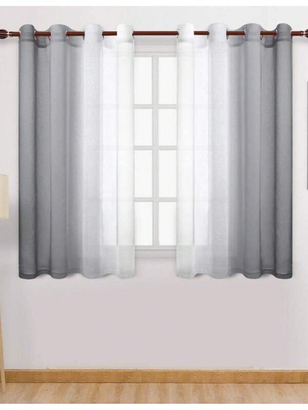 2 ستارة شفافة متدرجة اللون، ستائر بيور مع خطافات علوية لغرف النوم والمعيشة، ديكور المنزل وتزيين الغرفة