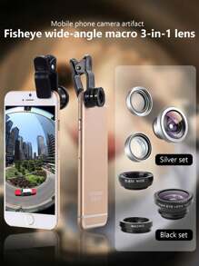 3-In-1 Mobile Phone Lens Kit, Compatible With IPhone 16/15/14/13/12/11 And Other Smartphones, Tablets, IPads & Laptops, Includes Fisheye Lens, 3-In-1 Macro & Wide Angle Lens, Universal Clip, Microfiber Carrying Pouch Compatible With Iphone Android Phone For Summer Vacation, Travel, Creative Photography Phone Accessories