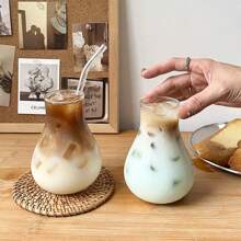 1pc High Borosilicate Glass Bubble Cup, Iced Latte Coffee Glass Cup, Heat Resistant Glass Cup For Coffee, Juice, Milk Tea