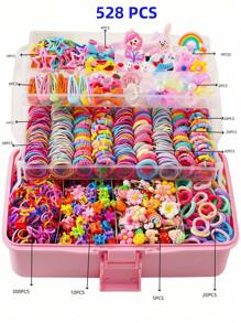 528pcs/517pcs/70pcs/501pcs/345pcs/100pcs Assorted Hair Accessories Set For Girls, Including Sweet Simple Elastic Hair Ties, Fashion Versatile Small Flower Hair Claws, Cartoon Butterfly Hair Clips, Suitable For Gifts And Daily Wear (Random Color - OPP Bag)