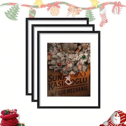 1 pieza Marco de foto cuadrado negro clásico - Para exhibir arte en pared y sobre mesa, decoración para el hogar y la oficina, marco de madera decorativo, marco de madera horizontal, adecuado para regalos de cumpleaños, Día de la Madre, Año Nuevo, Navidad, Día de San Valentín