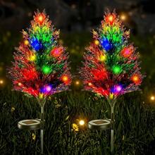 1/2 peças Luzes em Forma de Árvore de Pinheiro Alimentadas por Energia Solar, Decorações Coloridas para Pátio Externo com Estacas de Metal Ajustáveis, Perfeitas para Decoração de Jardim no Natal e Dia dos Namorados, Decorações de Pátio Solares