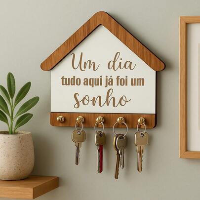 Wood's House Porta Chaves Casa Home Placa 3d Parede Frase Decoração Lar