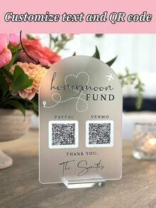 Decoración de mesa con logotipo de código QR personalizado hecho de material acrílico. Admite personalización de nombre/fecha/varios tipos de letra, carga tu código QR personalizado, logotipo de código QR de 18.7 * 13.7 cm para compartir el amor, adecuado para bodas, fiestas, cumpleaños y otras ocasiones, regalos exquisitos para novias, novios, parejas, amigos, etc., impresión gráfica, hogar y vida, decora tu hogar, recuerdos, reutilizable, adorable, de alta calidad - Multicolor - Ver 1