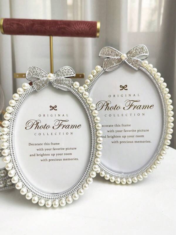 1pc Resin Bow Oval Photo Frame Love Photo Frame Love Couple Children Family Creative Decoration Table