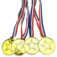 15 piezas Etiquetas de medalla de plástico enchapadas en oro, premios de competición deportiva, premio de fiesta, pequeñas etiquetas de regalo