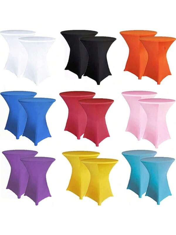 BRISCOES HOMEWARE 1 pièce/2 pièces Housse de table bar carrée, 60*110cm/24*43 pouces, revêtements de comptoir de bar en cocktail en polyester, jupe de table extensible de couleur unie, convient pour l'anniversaire, le mariage, la fête, la décoration de baby shower