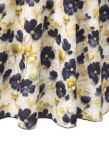 Teenage Girl Sleeveless Floral Print Casual Dress, Comfortable Garment For Spring/Summer - Black - View 5