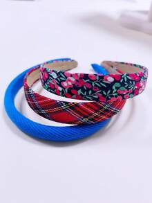 1/3/5 piezas Diademas escocesas para mujeres, aro para el cabello estilo francés retro, accesorios de cabello versátiles para lavarse la cara, uso al aire libre, para todas las estaciones - Multicolor - Ver 18