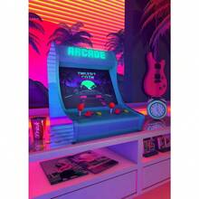 1PC Optional Frame Neon Synthwave Arcade Zone Dream Posters Canvas Painting Game Playroom Wall Art Picture For Cafe Club Room Home Decoration Reusable Frame ,Wall Art With Frame - Multicolor - View 130