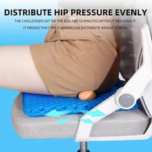 Gel Seat Cushion Summer Breathable Honeycomb Design For Pressure Relief Back Tailbone Pain - Home Office Wheelchair Chair Cars - Blue - 查看 2