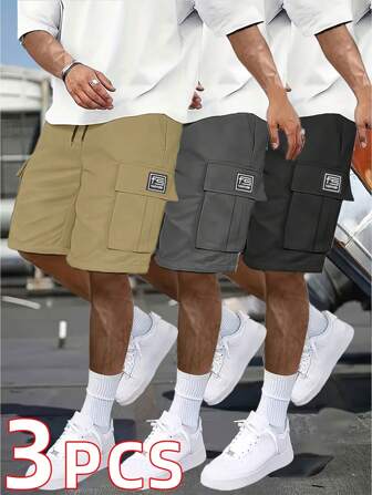 3条装男士休闲纯色工装短裤，夏季男士短裤，男士多用途短裤。这款男士短裤的设计理念融合了实用性与时尚感，打造出适合多种场合的穿着组合。它适合日常休闲、周末旅行、户外活动、旅行探险、轻松的工作环境或半正式场合。