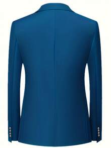 3 件套男士时尚修身纯色弹力西装套装，包含夹克、背心和裤子，商务/正装