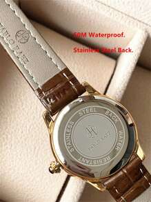 Pablo Raez 1 pieza Nuevo diseño de moda, Reloj de mujer encantador, acero inoxidable IPG de 18K oro joyas, estilo vintage y de lujo, correa microfiber negro suave, accesorio de verano, resistente al agua, reloj de cuarzo con ajuste de hora azul, elegante y versátil, buen regalo para maestras, amigas o familiares, adecuado para la vida diaria, trabajo, fiesta, decoración, graduación, regalos de boda