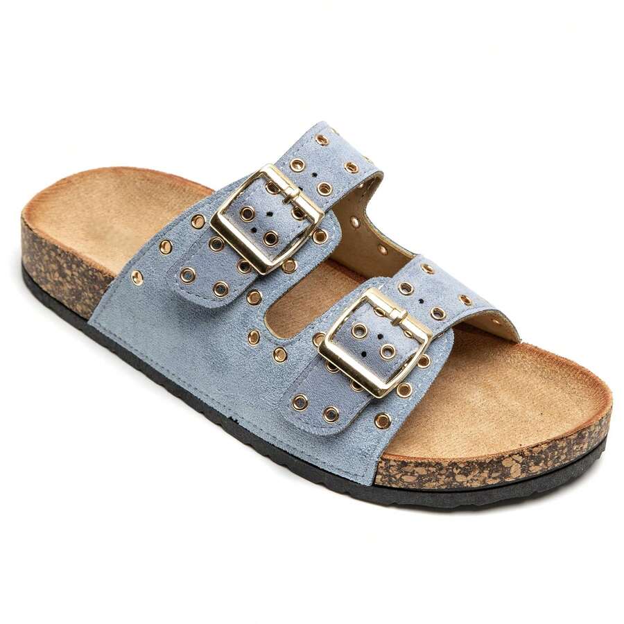 Sandales plates à deux brides avec boucle style bohème