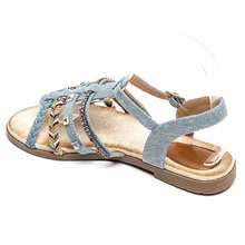 Sandales Plates Bohèmes à Brides Fantaisie Multicolores Et Strass - JEANS - View 3