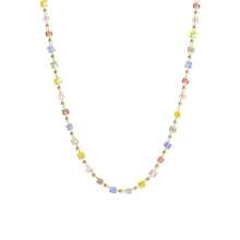 1pc Bohemian Colorful Stone Necklace, Natural Rainbow Gemstone Choker, Suitable For Easter, Summer, Back To School, Teachers' Day, Graduation, Mother's Day Gift