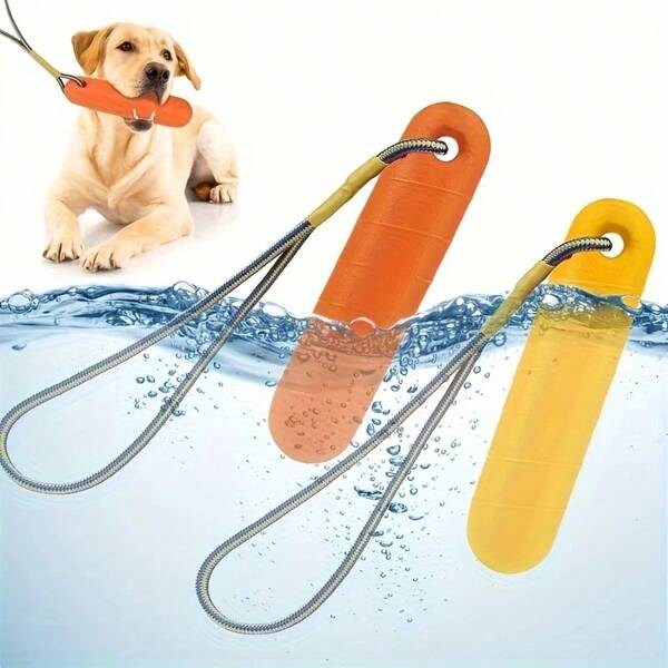 1 pezzo Giocattolo galleggiante da masticare per cani con corda - Giocattolo da allenamento durevole e impermeabile adatto a tutte le razze, ottimo per attività estive all'aperto e in piscina (arancione, giallo, pesca) - Nuovo design corda da masticare bastone galleggiante in EVA boomerang giocattolo per cani 2025