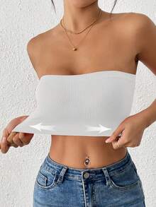 LianShengFa 1pc Seamless Ribbed High-Elasticity Wireless Yoga Sports Bra For Women, Soft And Breathable, Comfortable For Indoor/Outdoor Fitness, Leisure, Travel - White - View 6