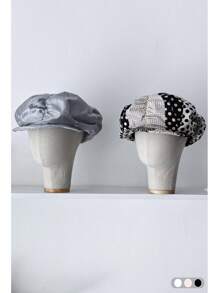 1 pièce Chapeau octogonal rétro rayé en tulle avec bord pliable, grand chapeau de soleil d'été pour femme avec grand tour de tête, flatteur pour le visage, petit bord, béret vintage en forme de nuage