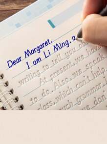 1pc Reusable English Italic 3D Groove Practice Notebook, Calligraphy Practice Book For English Letters And Words, Perfect Score Essay (Random Version Shipped)