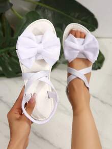 New Fashion Cross Strap Flat Sandals, Outdoor Beach Holiday Butterfly Decor, Waterproof Summer Outdoor Elegant Butterfly Sandals - White - View 1