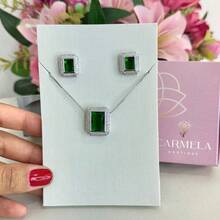 30 Necklace And Earring Set Designs For Mother's Day, Valentine's Day, Birthday, Etc. - Emerald Green Square - View 2
