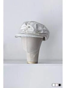 1 pièce Chapeau octogonal rétro rayé en tulle avec bord pliable, grand chapeau de soleil d'été pour femme avec grand tour de tête, flatteur pour le visage, petit bord, béret vintage en forme de nuage