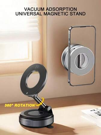 2025新款Magsafe磁力手机支架真空吸盘强磁吸力折叠车载手机支架高端导航车机通用中控台桌面拍摄Vlog手持架旅行飞机高铁通用兼容、安卓手机，生日礼物送家人朋友车载配件