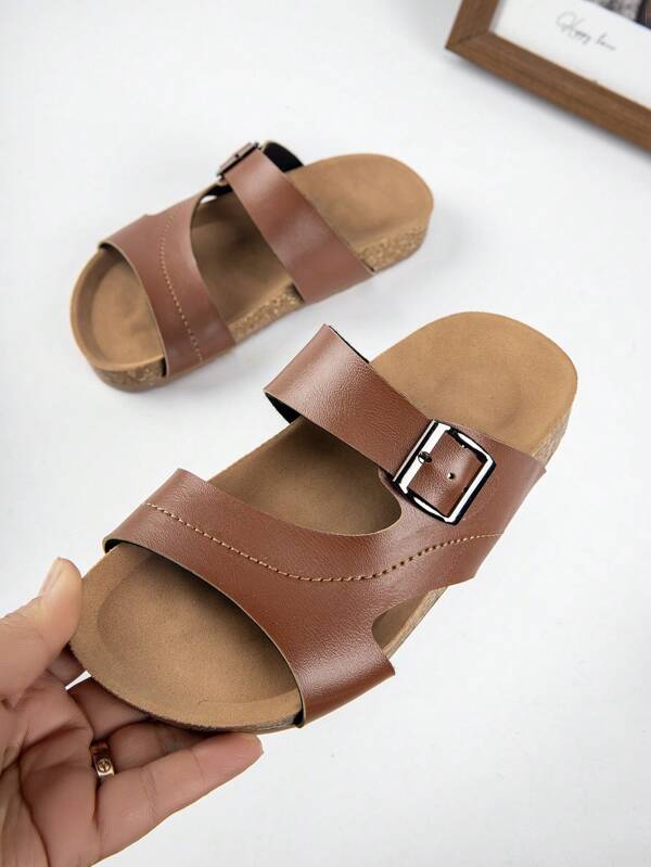 Flat Soft Cork Slip-On Sandals, Summer Beach Strap Outdoor Casual Slippers