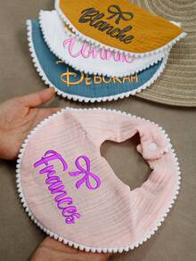 LICVIC Custom Baby Bibs With Personalized Monogram And Embroidered Name, Customizable Ruffle Bow Baby Girl Bibs, Newborn Infant Bib Gift - Multicolor - View 6