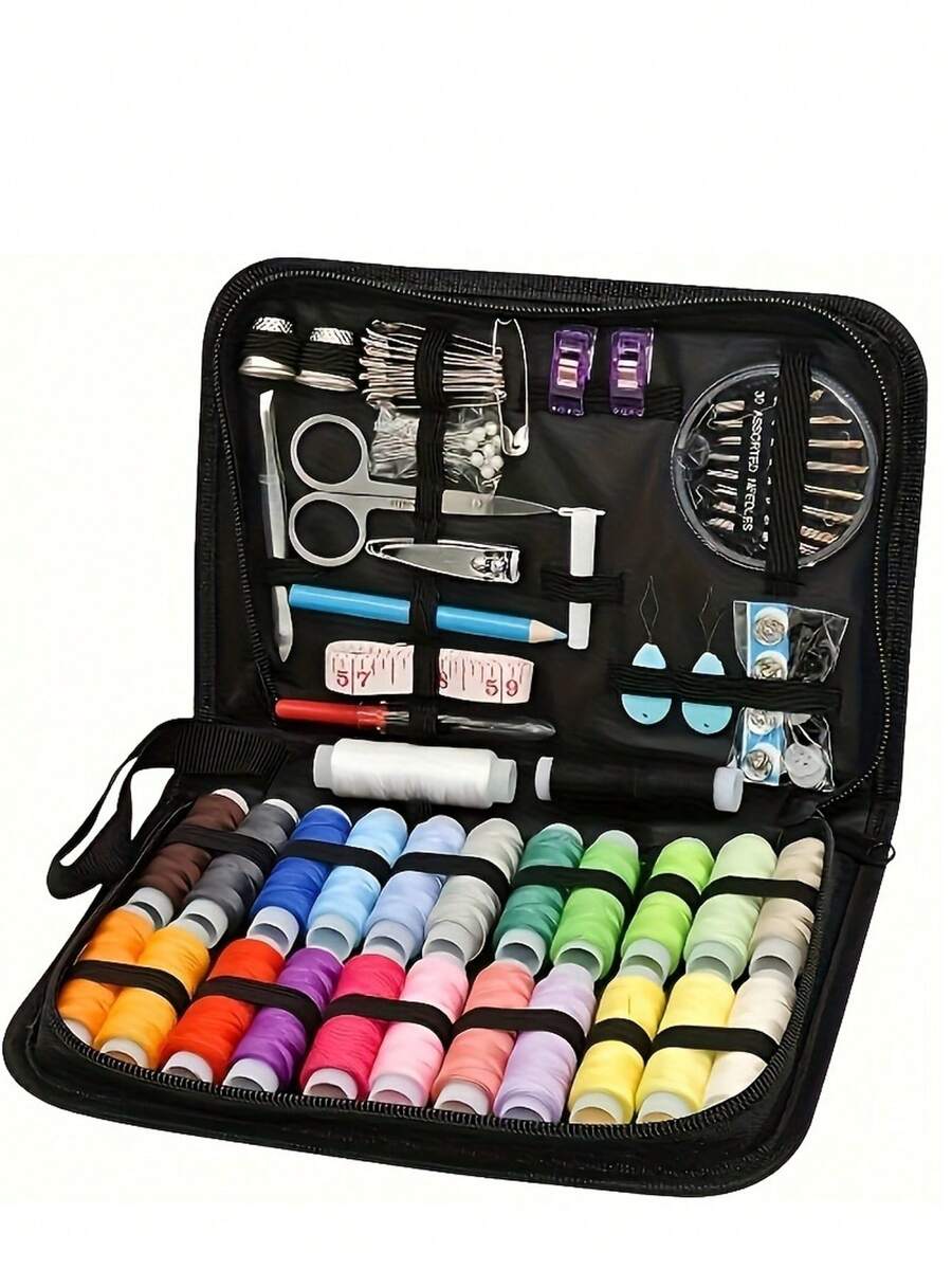 95pcs Sewing Kit (Random Color) - Comprehensive Sewing Supplies And Accessories Set, Includes 24-Color Threads, Needles, Scissors, Buttons, Ruler, Seam Ripper, Etc. - Suitable For Small Repairs, Emergency Fixes, Tailoring, DIY Crafts - Portable Travel Sewing Box, For Home, Outdoor, And On-The-Go Use
