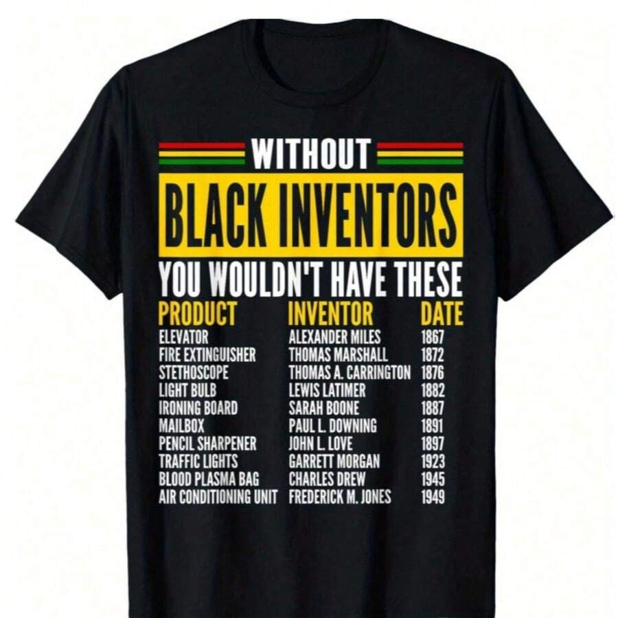 Summer Outfits For Women's Gym Clothes BLACK INVENTORS Words Printed Round Neck  Women's New Tops Business Casual Women's  Short Sleeve Sports Carnival Wear Festival - Black - View 1