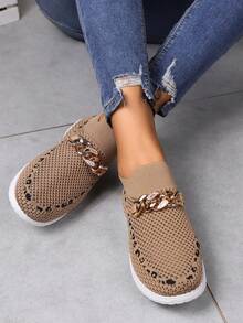 大码女士时尚运动训练鞋，豹纹，可爱波西米亚风 Y2K 面料金属链低帮休闲徒步户外步行鞋，适合户外、居家、派对、学校、度假、健身房、春夏/秋季