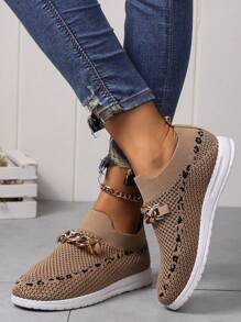 大码女士时尚运动训练鞋，豹纹，可爱波西米亚风 Y2K 面料金属链低帮休闲徒步户外步行鞋，适合户外、居家、派对、学校、度假、健身房、春夏/秋季