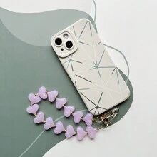 Modieuze, doorschijnende, met kralen versierde telefoonkoord van acryl met perzikmotief, een leuk Valentijnsdagcadeau