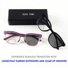 双焦点变色老花镜，近视远视均清晰，视野宽阔，TR镜框材质，时尚百搭 - 白色 - 查看 2