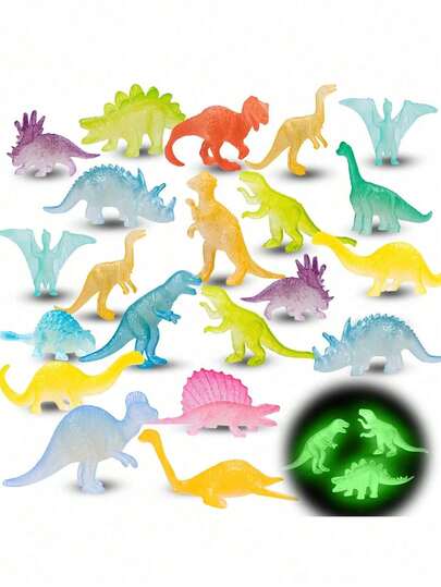 48 件 - 夜光迷你恐龙模型、紫外线激活多色迷你恐龙模型、迷你塑料逼真发光恐龙模型、夜光恐龙主题派对礼品用品、派对礼品用品、恐龙装饰物、礼品袋填充物、皮纳塔填充物、盒子礼品、装饰品、毕业