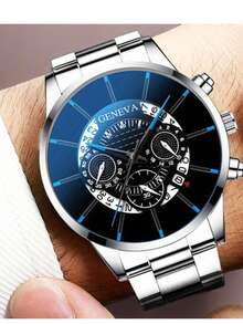 5 件套男士石英表套装，简约风格，圆形合金表壳，商务合金表带，优雅礼品套装