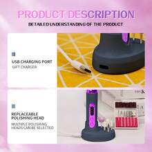 Professional Electric Nail Drill Kit, Nail File Drill Set, Nail Trimming Kit, Home And Salon Use Nail File Set, Nail Polishing And Buffing Tools, Suitable For Girls, Women And Doctors - Grey - View 8