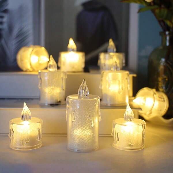 4 pièces Mini Simulation Bougie Lumière LED Bougie Électronique Lumière Nocturne Décoration Romantique Confession Prop Arrangement Créatif Ornement