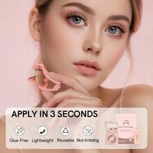 Magnetic Eyelashes With Applicator Natural Reusable Soft Magnetic Lashes Without Eyeliner, Glue-Free False Eyelashes Lightweight, Waterproof, Easy To Wear, No Makeup Remover Required(Photogeic Style) - 彩色 - 查看 3