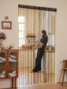 1 件亮灰色时尚流苏装饰窗帘杆挂件