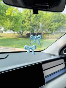 Cute Bow Tie Car Pendant, Decorative Rearview Mirror Hanging Ornament, Polka Dot Bow Tie Car Accessory (Polka Dot Bow Tie Is Single-Sided)