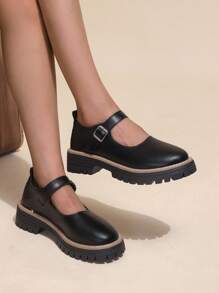 Elegante Slip-On Ballerinas für Teenager, Retro-Stil mit rundem Zeh und dickem Absatz, schwarze Vintage Französische Plateausohle Mary Jane Schuhe für Teenager Mädchen, ultra bequeme flache Absätze, komfortable Gummisohle für den täglichen Gebrauch.