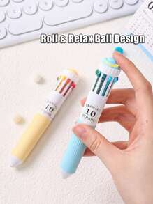 Languo 60-Color Oil-Based Ballpoint Pen - 10-Color Combined With 1-Color Multi-Color Pen For Diary Writing, Drawing And Note-Taking - 0.8mm Cute Cartoon Soft Grip Gel Pen, Gel Pen - Student Comic Drawing Colored Ballpoint Pen, Notebook Pen, Creative Stationery